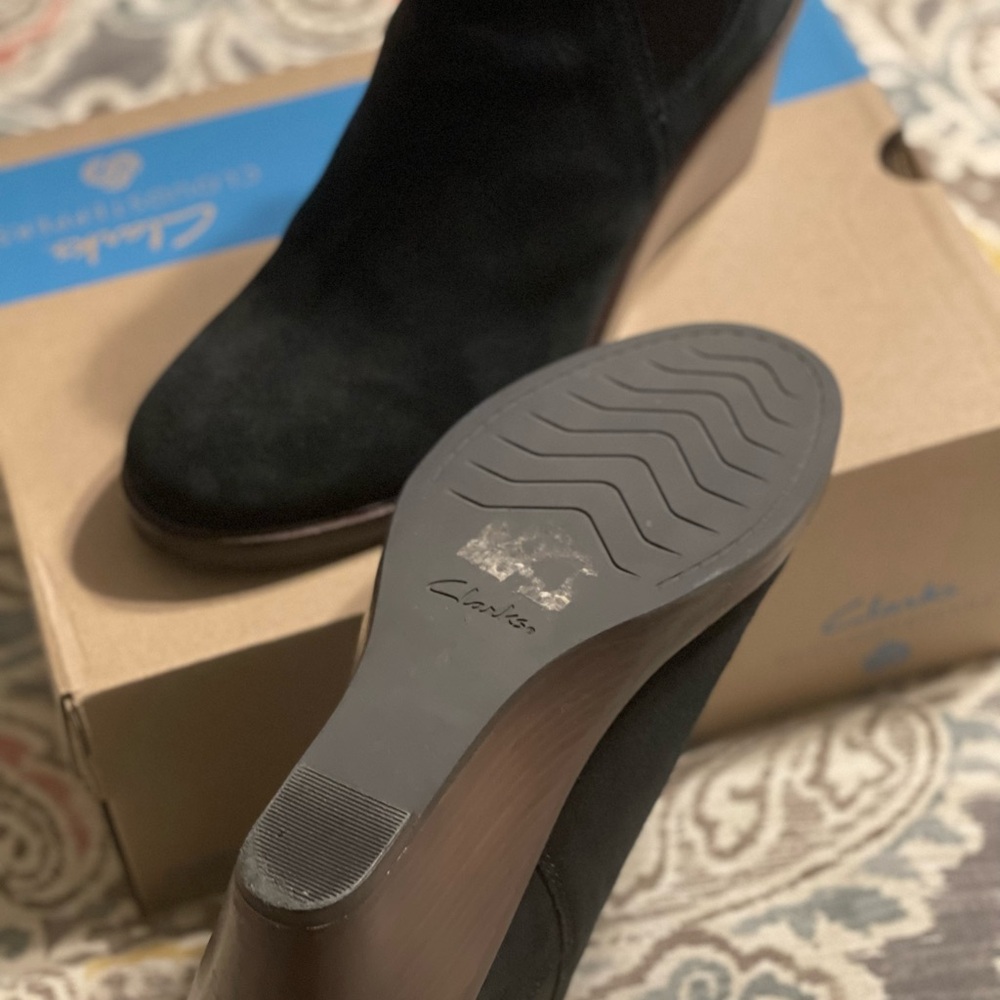 Clarks Women's Black Wedge Ankle Boots